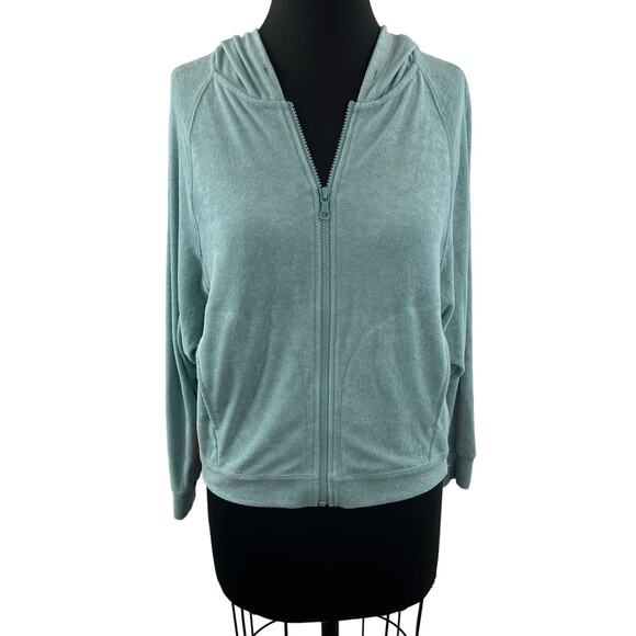 UNIQLO Tomas Maier Green Orange Hoodie Stripe Stretch Pocket Full Zip Sz Large L - Picture 1 of 9